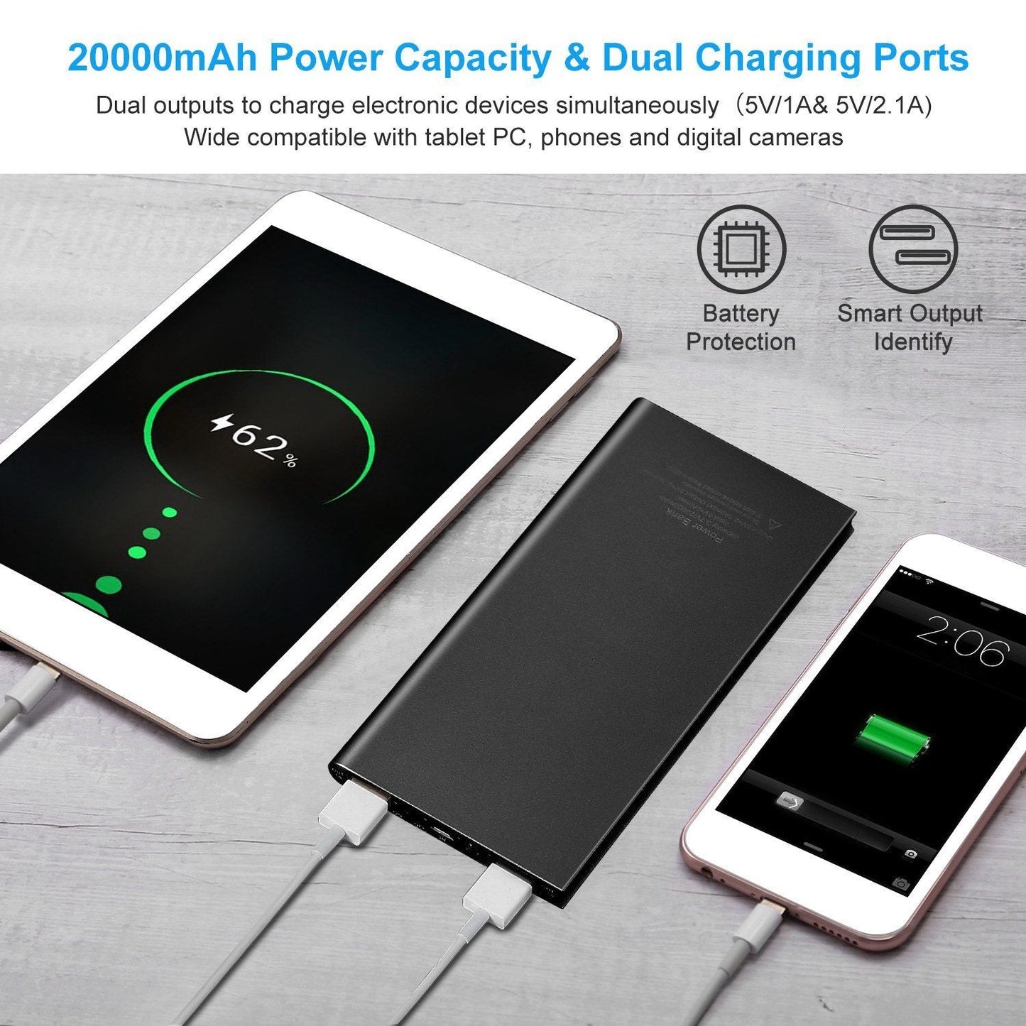 Skorter | 20000mAh Power Bank Ultra Thin External Battery Pack