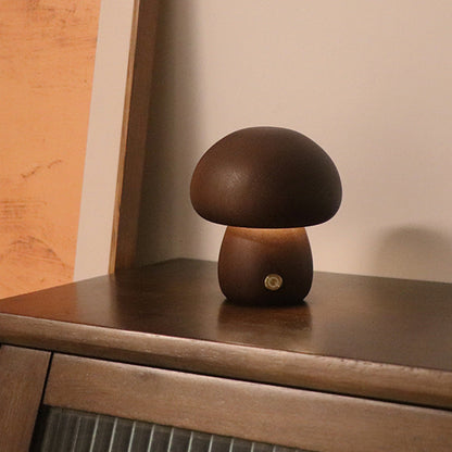 Skorter | LumoNight Wooden Mushroom Night Light – LED Bedside Lamp with Touch Control