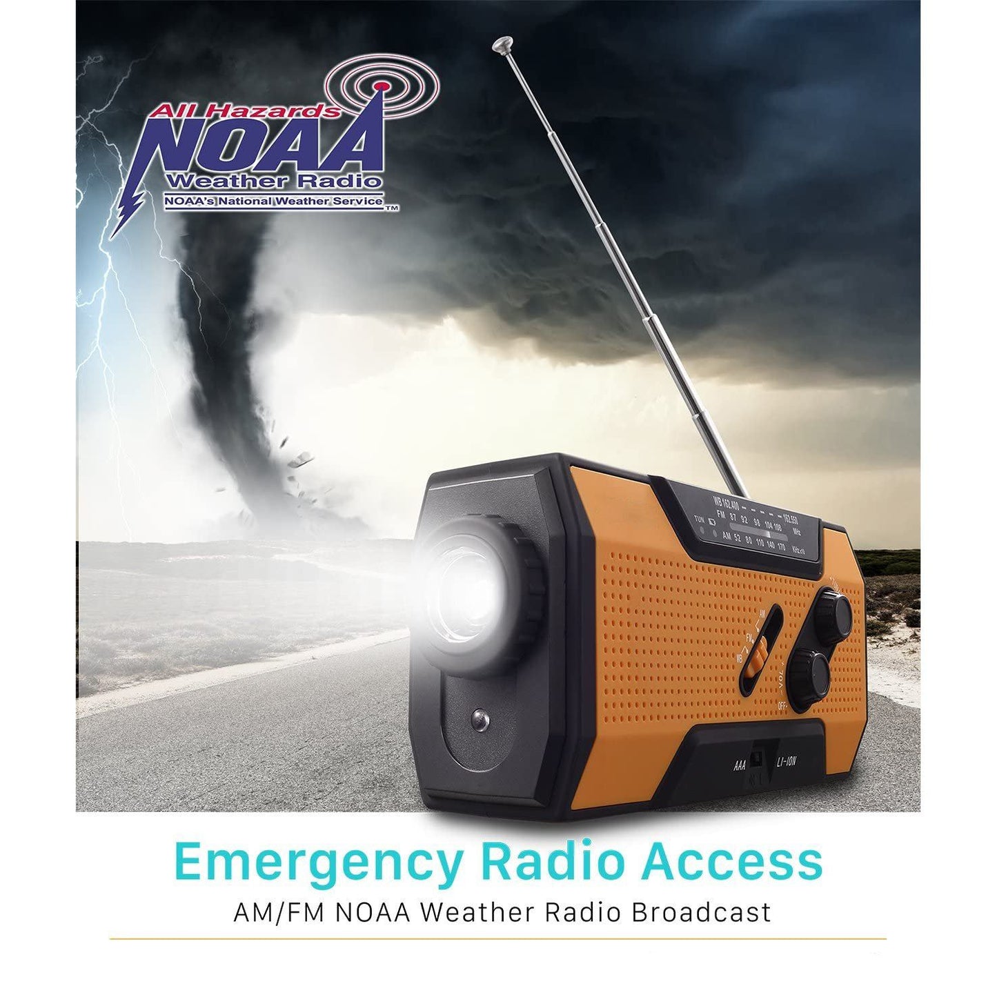 Skorter | 2000mAh NOAA Emergency Weather Radio Portable Power Bank with Solar Charging