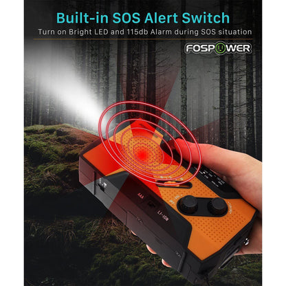 Skorter | 2000mAh NOAA Emergency Weather Radio Portable Power Bank with Solar Charging