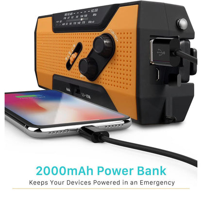 Skorter | 2000mAh NOAA Emergency Weather Radio Portable Power Bank with Solar Charging
