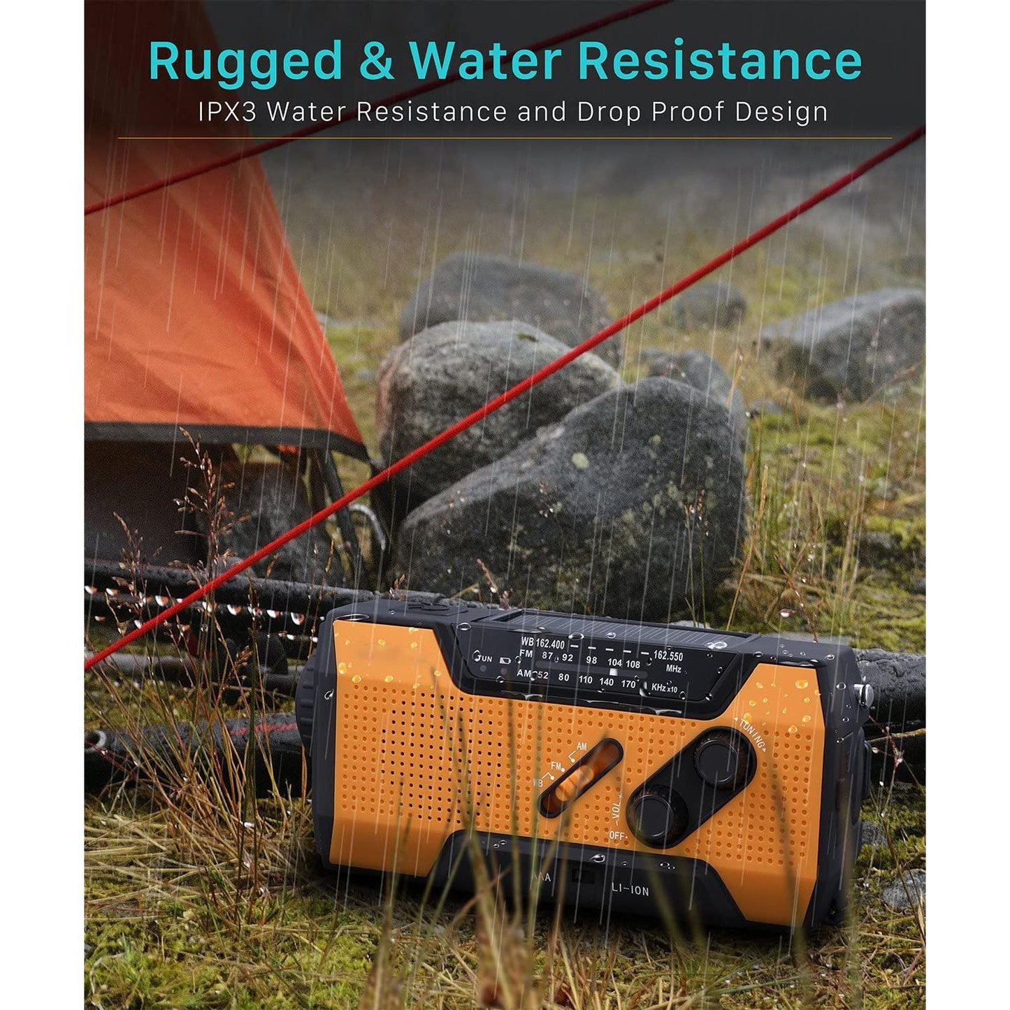 Skorter | 2000mAh NOAA Emergency Weather Radio Portable Power Bank with Solar Charging