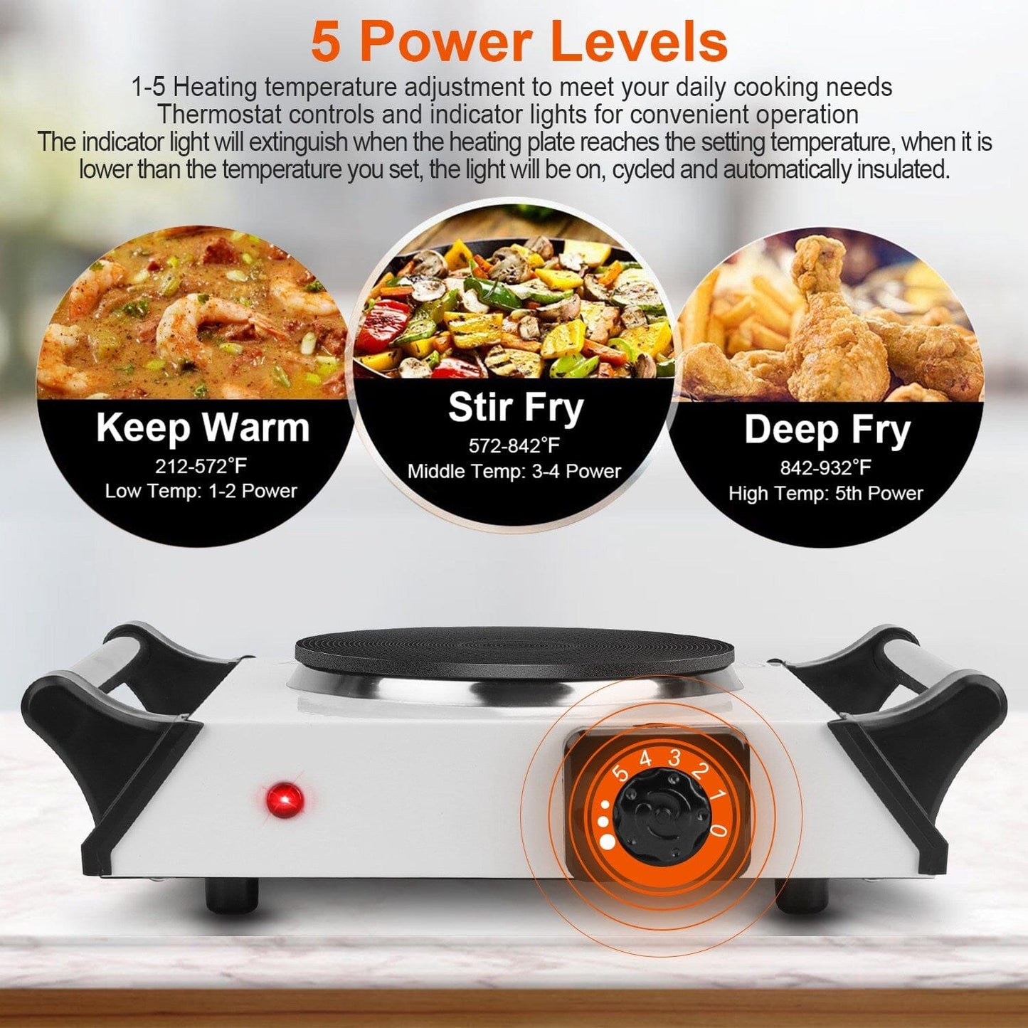 Skorter | 2000W Electric Burner Portable Coil Heating Frying Pan Stove Countertop