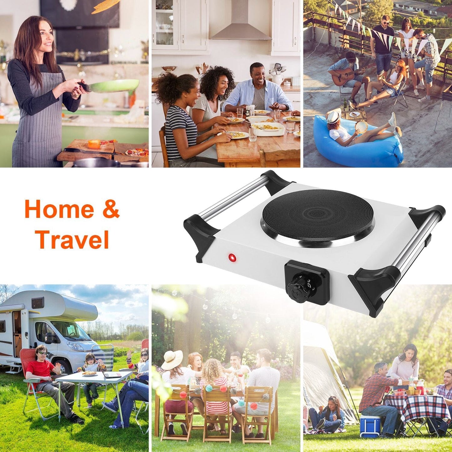 Skorter | 2000W Electric Burner Portable Coil Heating Frying Pan Stove Countertop