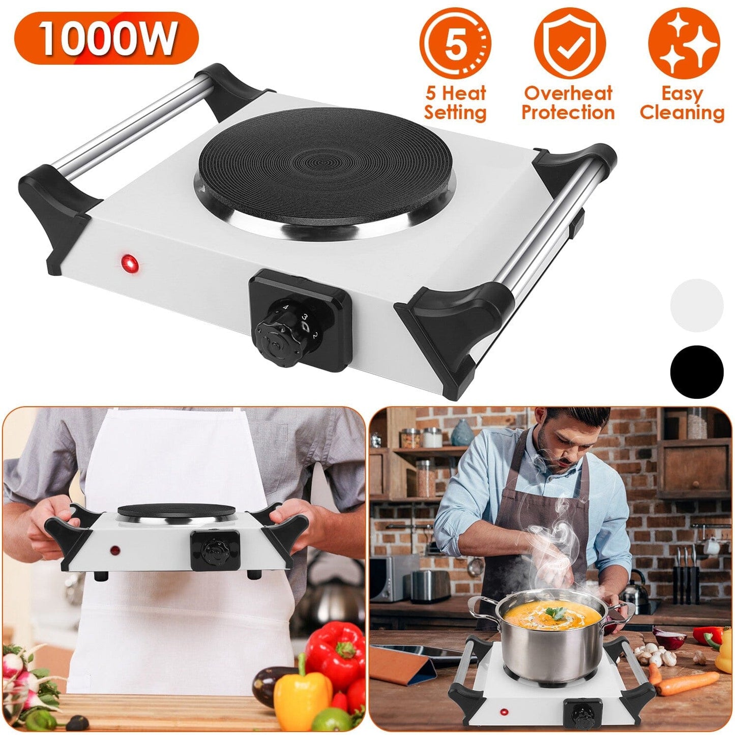 Skorter | 2000W Electric Burner Portable Coil Heating Frying Pan Stove Countertop
