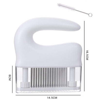 Skorter | 48-pin Stainless Steel Meat Tenderizer, with Cleaning Brush, Comfortable Grip and Easy to Clean Design, for Steak, Chicken, Fish and Pork