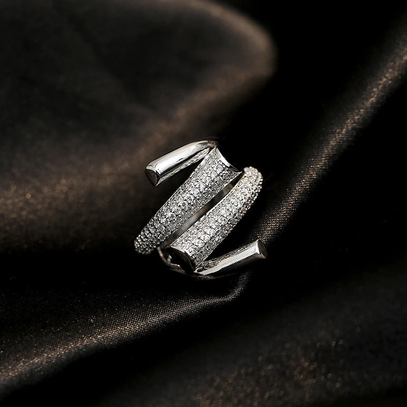 Skorter | Adjustable Gold Micro Setting Rhinestone Binded Ring