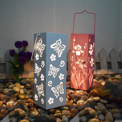 Skorter | Solar Butterfly Rose Pattern Hollow Column LED Outdoor Waterproof Decorative Lamp