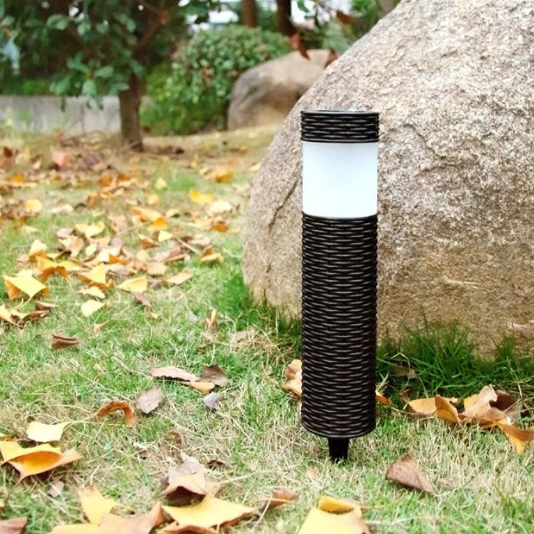Skorter | Outdoor Solar Rattan Cylindrical LED Garden Lawn In-ground Landscape Light