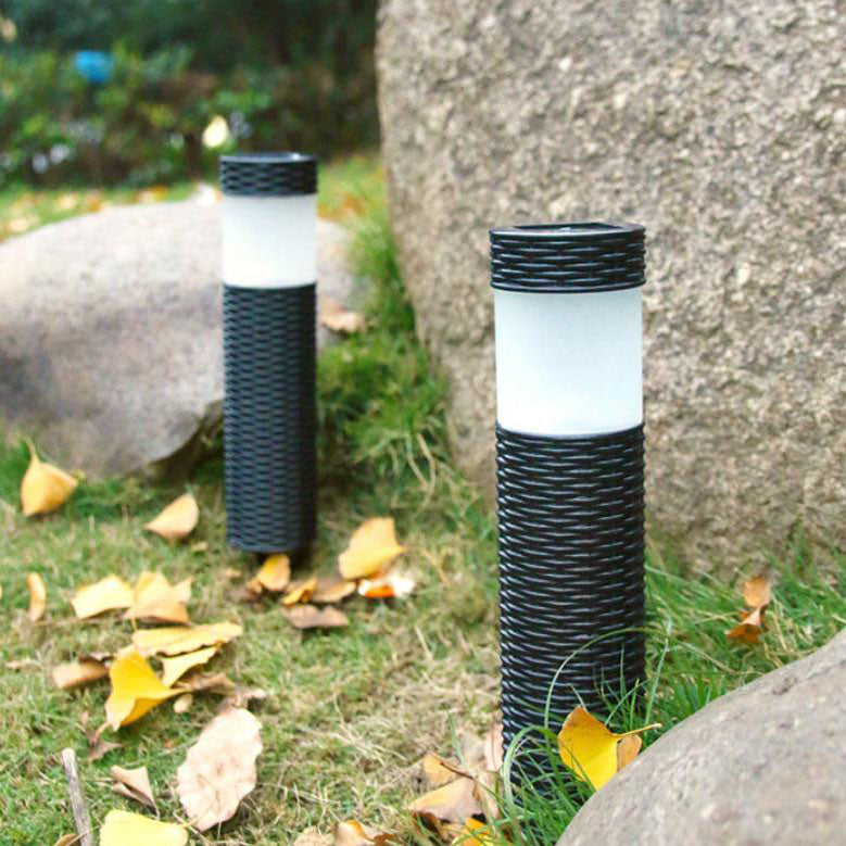 Skorter | Outdoor Solar Rattan Cylindrical LED Garden Lawn In-ground Landscape Light