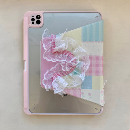 Skorter | Pastel Patchwork Lace iPad Case – Sweet Bows, Stand Case