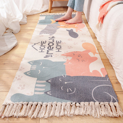 Skorter | Cartoon Animal Patterned Rug Colorful Cotton Rug Washable Pet-Friendly Rug for the Children's Room