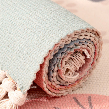 Skorter | Cartoon Animal Patterned Rug Colorful Cotton Rug Washable Pet-Friendly Rug for the Children's Room