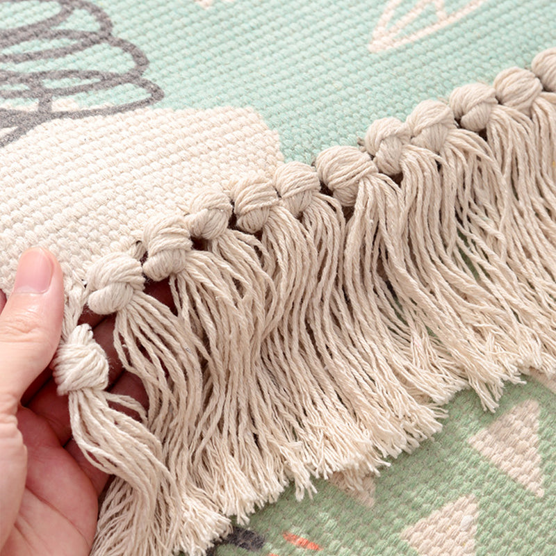 Skorter | Cartoon Animal Patterned Rug Colorful Cotton Rug Washable Pet-Friendly Rug for the Children's Room