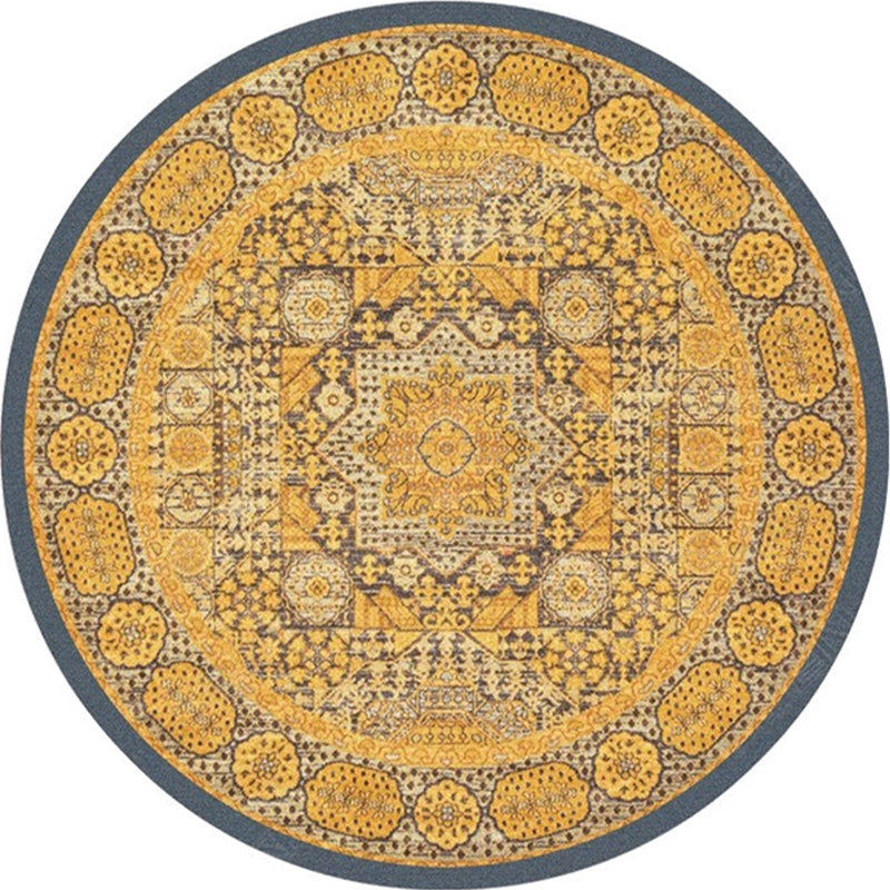 Skorter | Ethnic Multicolor Floral Rug Synthetic Pearls Rug Non-Slip Backing Pet-Friendly Machine Washable Rug for Large Room