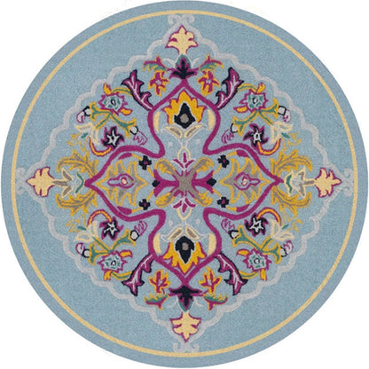 Skorter | Ethnic Multicolor Floral Rug Synthetic Pearls Rug Non-Slip Backing Pet-Friendly Machine Washable Rug for Large Room