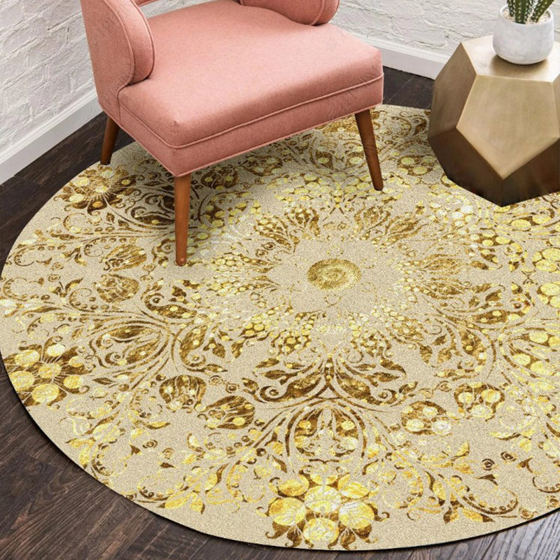 Skorter | Ethnic Multicolor Floral Rug Synthetic Pearls Rug Non-Slip Backing Pet-Friendly Machine Washable Rug for Large Room
