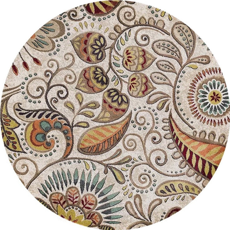 Skorter | Ethnic Multicolor Floral Rug Synthetic Pearls Rug Non-Slip Backing Pet-Friendly Machine Washable Rug for Large Room