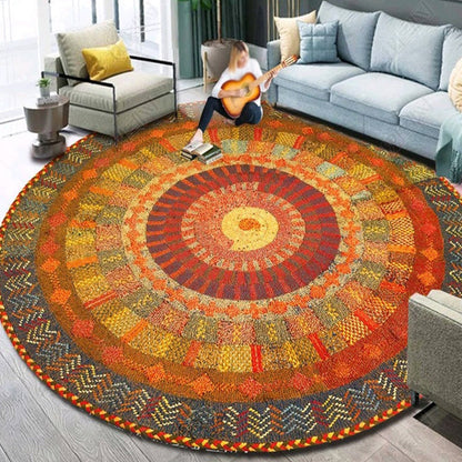 Skorter | Ethnic Multicolor Floral Rug Synthetic Pearls Rug Non-Slip Backing Pet-Friendly Machine Washable Rug for Large Room