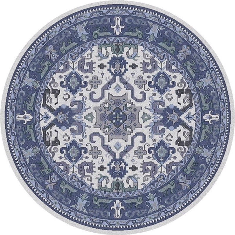 Skorter | Ethnic Multicolor Floral Rug Synthetic Pearls Rug Non-Slip Backing Pet-Friendly Machine Washable Rug for Large Room