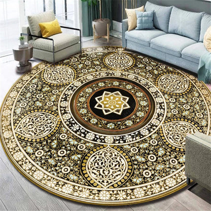 Skorter | Ethnic Multicolor Floral Rug Synthetic Pearls Rug Non-Slip Backing Pet-Friendly Machine Washable Rug for Large Room
