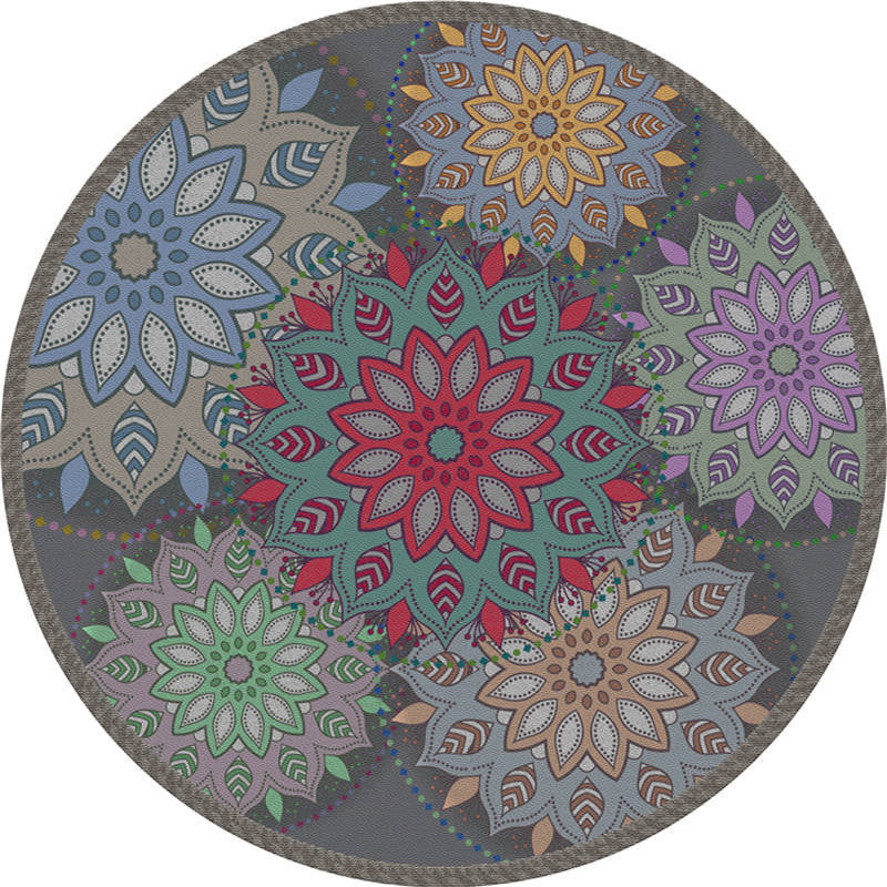Skorter | Exotic Moroccan Carpet Multicolored Floral Pattern Rug Non-Slip Pet-Friendly Stain-Resistant Rug for Home