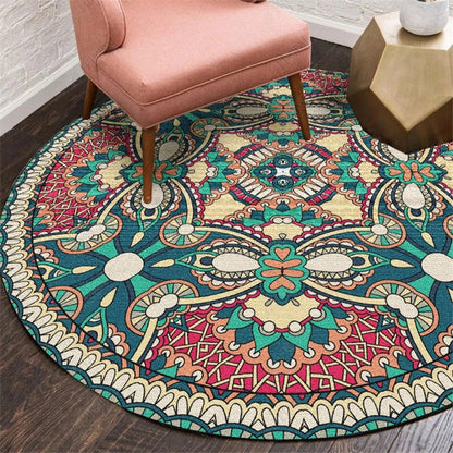 Skorter | Exotic Moroccan Carpet Multicolored Floral Pattern Rug Non-Slip Pet-Friendly Stain-Resistant Rug for Home