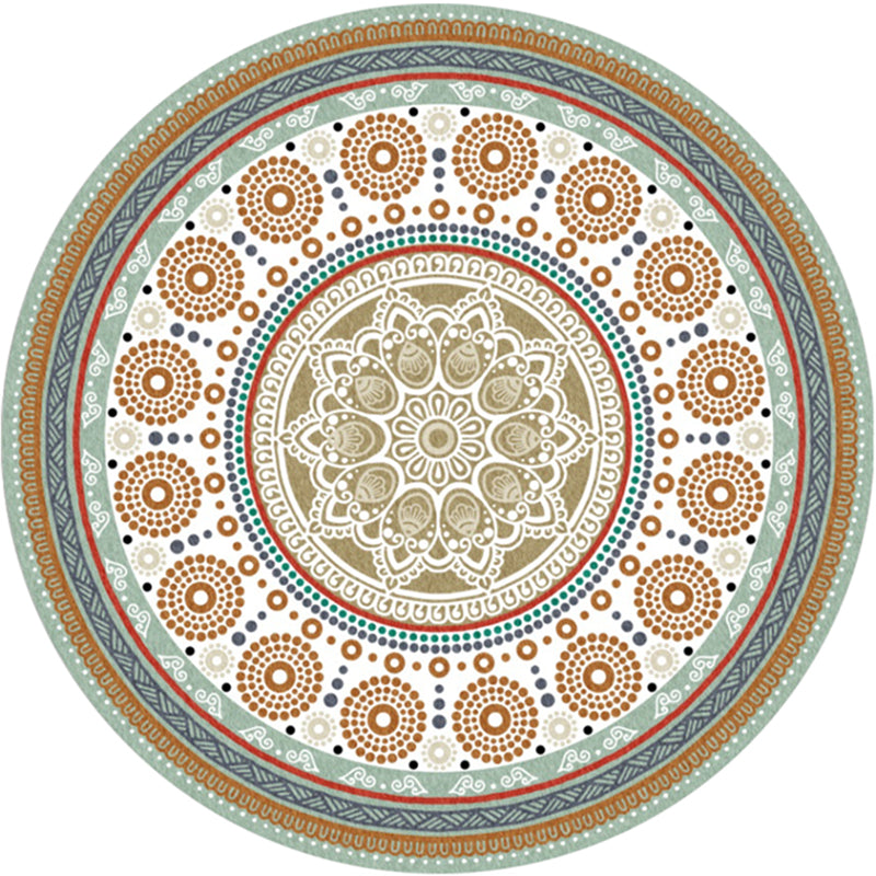 Skorter | Chic Tribal Striped Carpet Multicolored Moroccan Carpet Polyester Non-Slip Back Washable Pet-Friendly Carpet for Bedroom