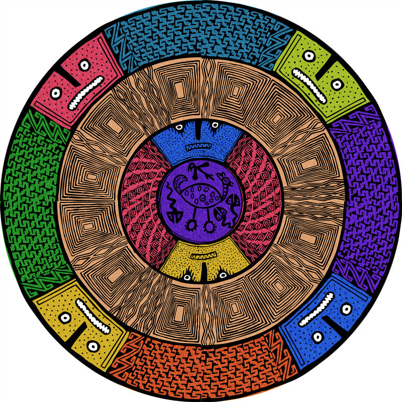 Skorter | Chic Tribal Striped Carpet Multicolored Moroccan Carpet Polyester Non-Slip Back Washable Pet-Friendly Carpet for Bedroom