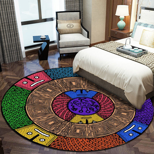 Skorter | Chic Tribal Striped Carpet Multicolored Moroccan Carpet Polyester Non-Slip Back Washable Pet-Friendly Carpet for Bedroom