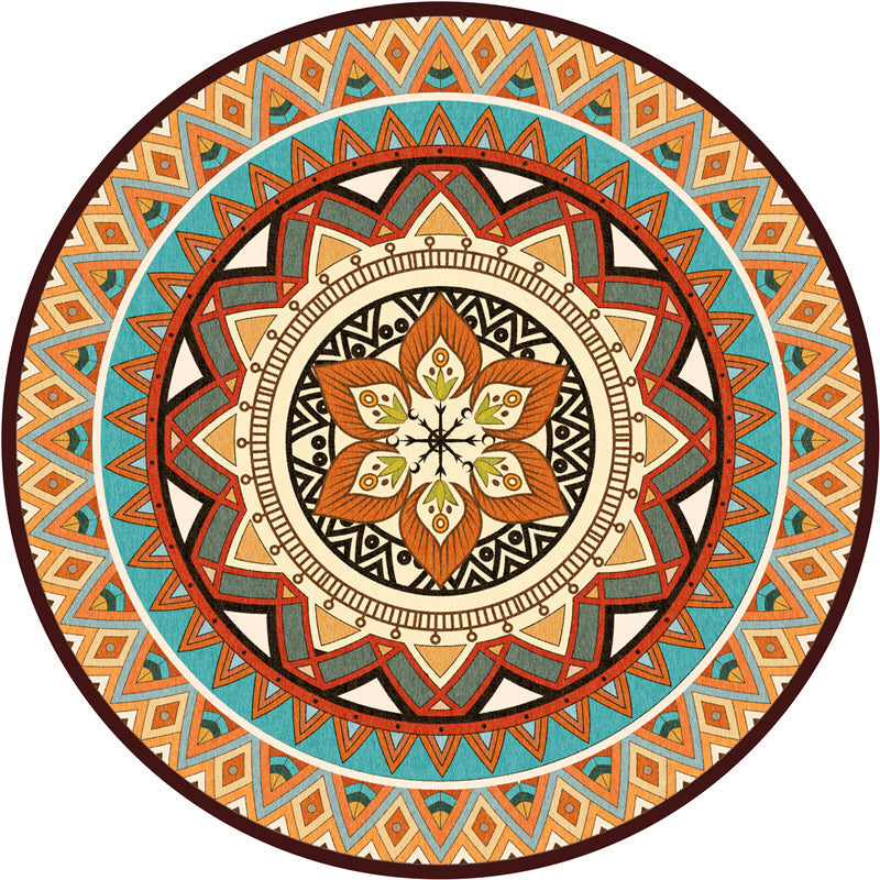 Skorter | Chic Tribal Striped Carpet Multicolored Moroccan Carpet Polyester Non-Slip Back Washable Pet-Friendly Carpet for Bedroom