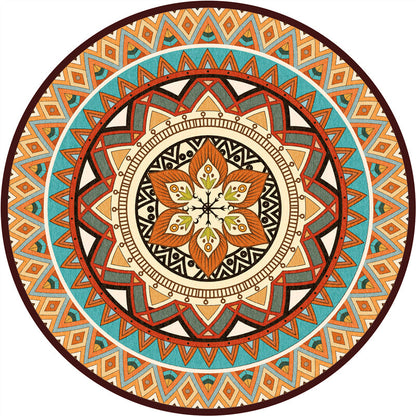 Skorter | Chic Tribal Striped Carpet Multicolored Moroccan Carpet Polyester Non-Slip Back Washable Pet-Friendly Carpet for Bedroom