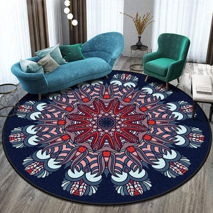 Skorter | Bohemian Living Room Rug Multicolored Mandala Rug Polyester Stain Resistant Washable Non-Slip Backing Rug for Hallway