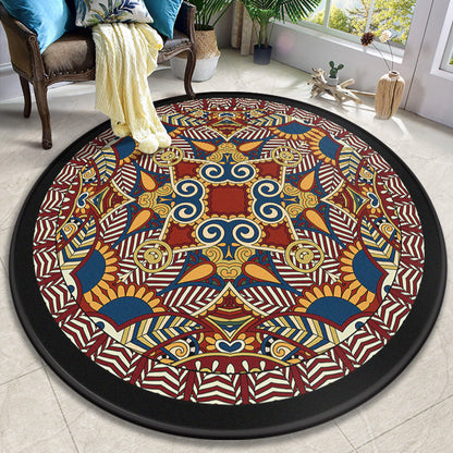Skorter | Colorful Mandala Carpet Polyester Turkish Indoor Carpet Non-Slip Back Machine Washable Pet-Friendly Rug for Seating Area