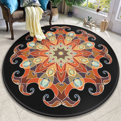 Skorter | Colorful Mandala Carpet Polyester Turkish Indoor Carpet Non-Slip Back Machine Washable Pet-Friendly Rug for Seating Area