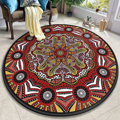 Skorter | Colorful Mandala Carpet Polyester Turkish Indoor Carpet Non-Slip Back Machine Washable Pet-Friendly Rug for Seating Area