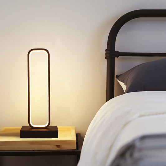 Skorter | SimpleLED - Black Metal Nightstand Lamp with Rounded Rectangular Shape