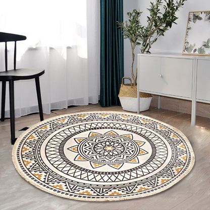 Skorter | Boho-Chic Bedroom Rug Multicolored Mandala Rug Made of Cotton Washable Area Rug