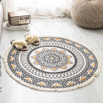 Skorter | Boho-Chic Bedroom Rug Multicolored Mandala Rug Made of Cotton Washable Area Rug