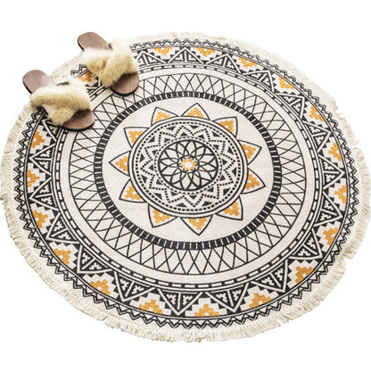 Skorter | Boho-Chic Bedroom Rug Multicolored Mandala Rug Made of Cotton Washable Area Rug