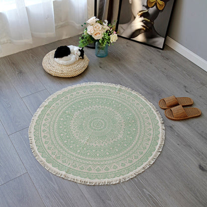 Skorter | Boho-Chic Bedroom Rug Multicolored Mandala Rug Made of Cotton Washable Area Rug