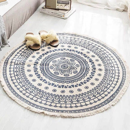 Skorter | Boho-Chic Bedroom Rug Multicolored Mandala Rug Made of Cotton Washable Area Rug