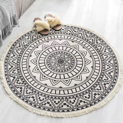 Skorter | Boho-Chic Bedroom Rug Multicolored Mandala Rug Made of Cotton Washable Area Rug