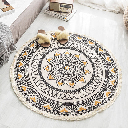Skorter | Boho-Chic Bedroom Rug Multicolored Mandala Rug Made of Cotton Washable Area Rug