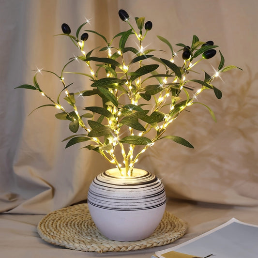 Skorter | Illuminated Olive Tree LED Lamp – Modern Decor for Festive Occasions, Weddings, Birthdays, and Party Atmosphere, Ideal for Dining Table, Cabinet, or Café Decor