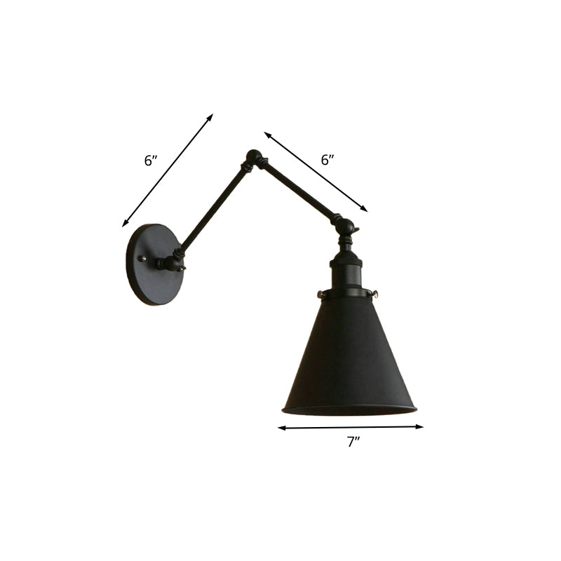 Skorter | IndustrialFarm - Farmer Style Cone Wall Lamp in Black/Rust