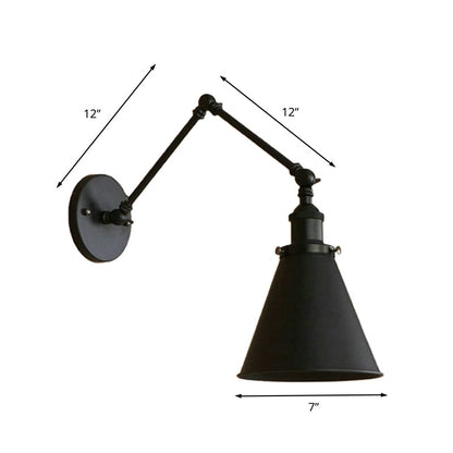 Skorter | IndustrialFarm - Farmer Style Cone Wall Lamp in Black/Rust