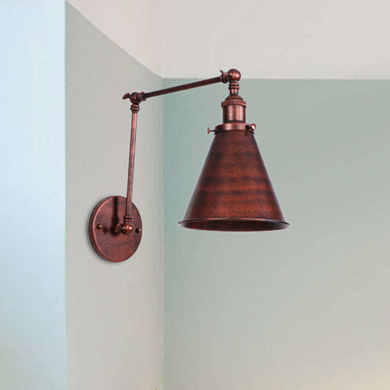 Skorter | IndustrialFarm - Farmer Style Cone Wall Lamp in Black/Rust