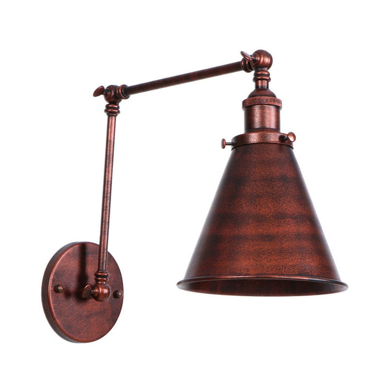 Skorter | IndustrialFarm - Farmer Style Cone Wall Lamp in Black/Rust