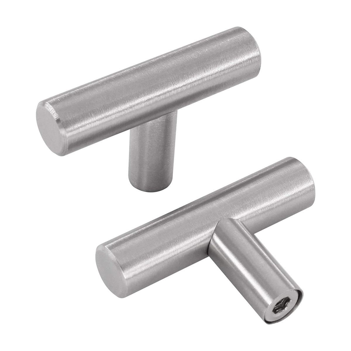 Skorter | Brushed Nickel Modern Stainless Steel Drawer Hardware T-Bar Handles